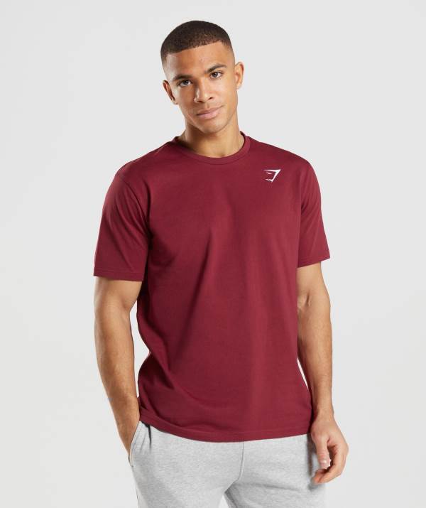 Panske Tricka Gymshark Crest Bordove Červené | ZV2083145